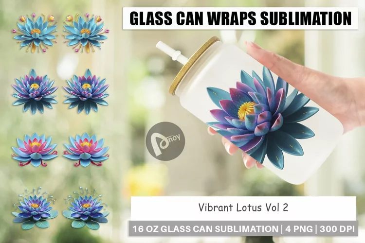 Glass Can Wraps Lotus Vibrant