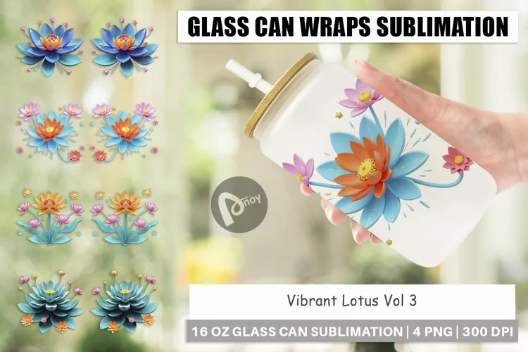 Glass Can Wraps Lotus Vibrant