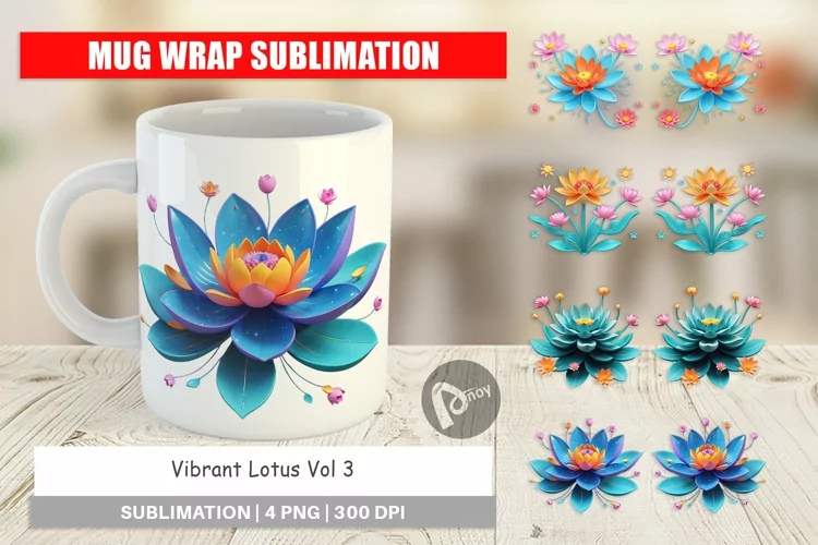 Mug Wrap Design Lotus Vibrant