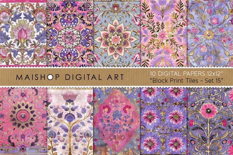 Vibrant Magenta & Lavender Floral Tile Backgrounds