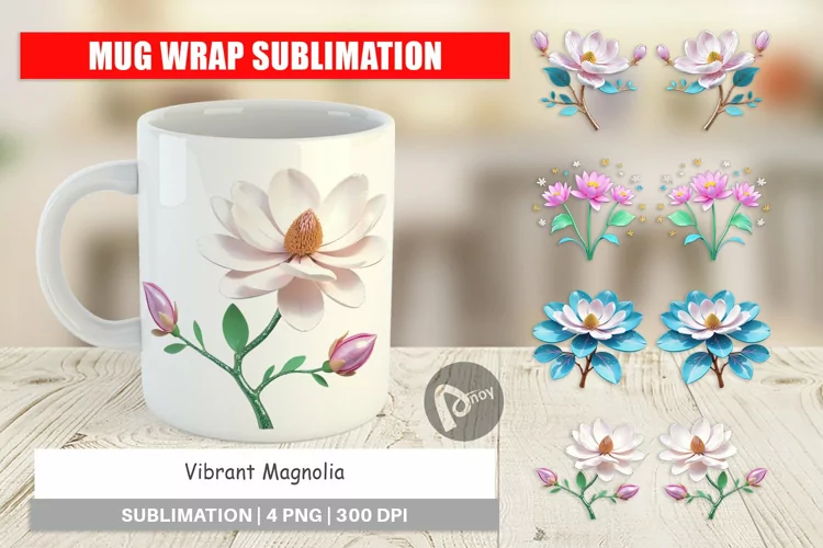 Mug Wrap Design Magnolia Vibrant