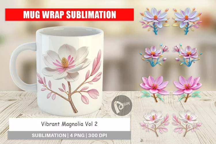 Mug Wrap Design Magnolia Vibrant
