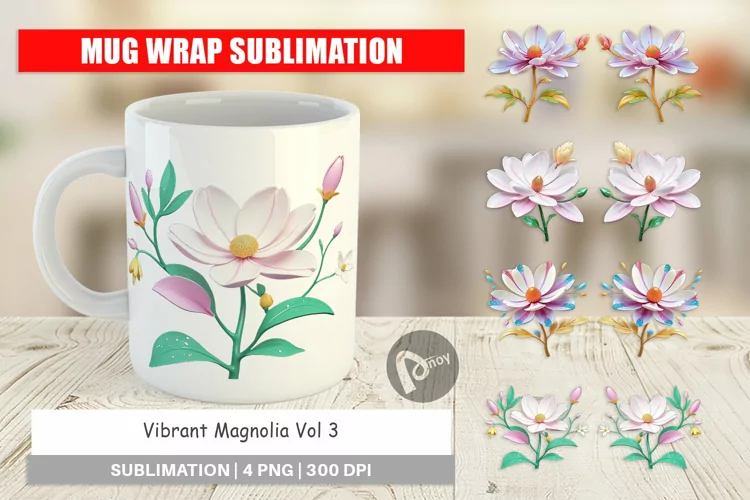 Mug Wrap Design Magnolia Vibrant