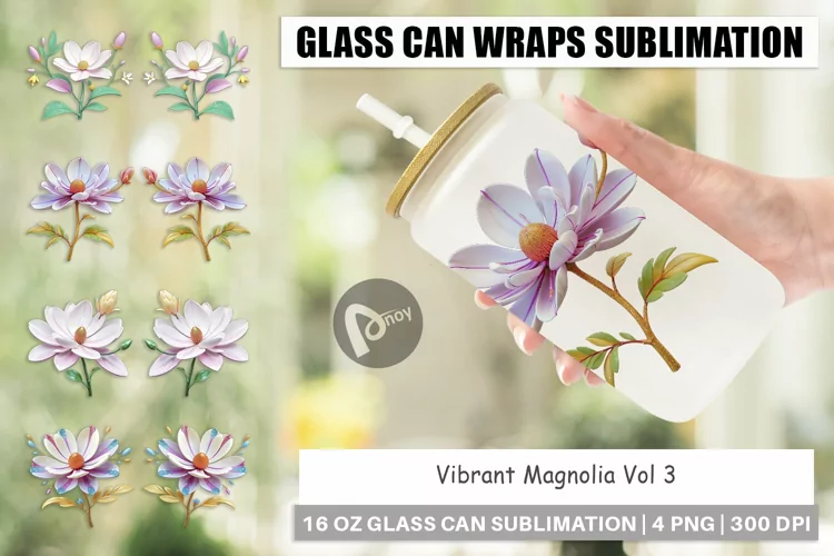 Glass Can Wraps Magnolia Vibrant