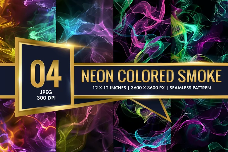 Vibrant Neon Colored Smoke Effect Patterns Digital Paper