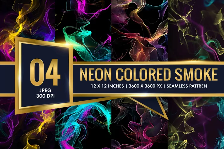 Vibrant Neon Colored Smoke Effect Patterns Digital Paper