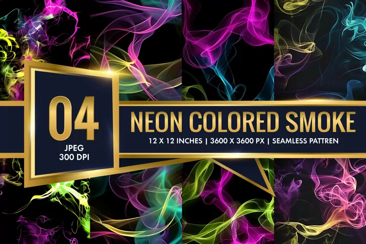 Vibrant Neon Colored Smoke Effect Patterns Digital Paper