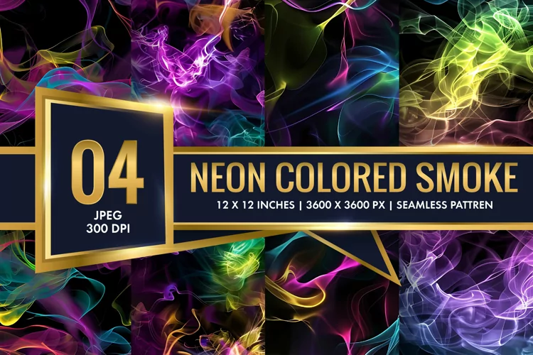 Vibrant Neon Colored Smoke Effect Patterns Digital Paper