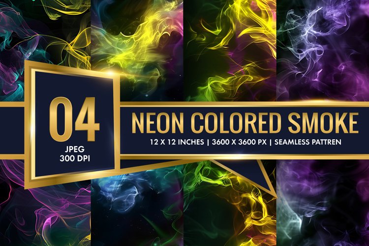 Vibrant Neon Colored Smoke Effect Patterns Digital Paper example image 1