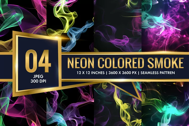 Vibrant Neon Colored Smoke Effect Patterns Digital Paper
