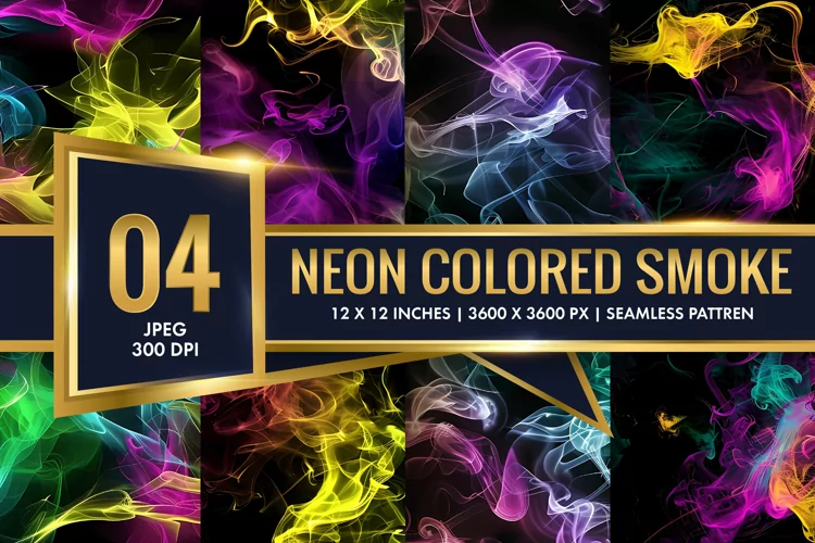 Vibrant Neon Colored Smoke Effect Patterns Digital Paper