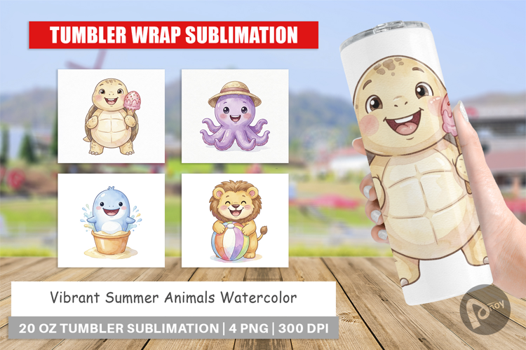 Vibrant Summer Animals Tumbler
