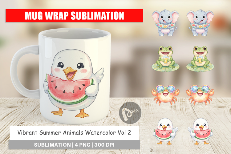 Vibrant Summer Animals Mug Wrap