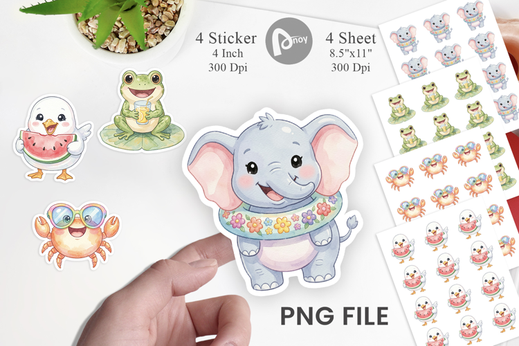 Vibrant Summer Animals Sticker