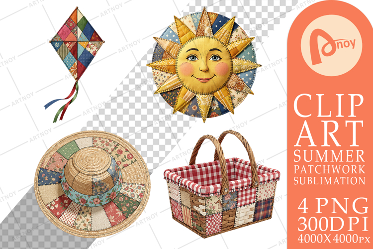 Vibrant Summer Patchwork Sublimation example image 1