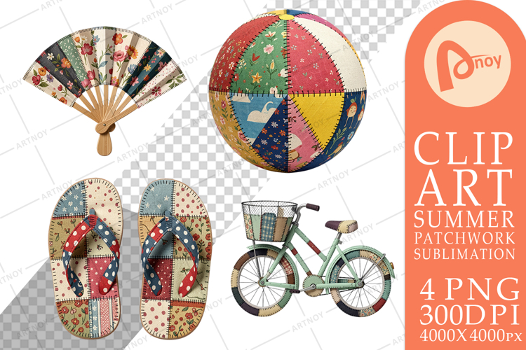 Vibrant Summer Patchwork Sublimation example image 1
