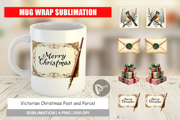 Victorian Christmas Post Mug Wrap