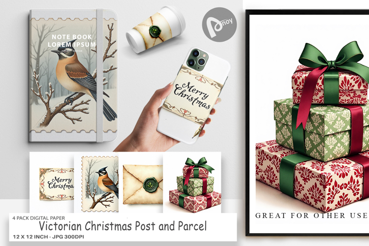 Victorian Christmas Post Digital Paper