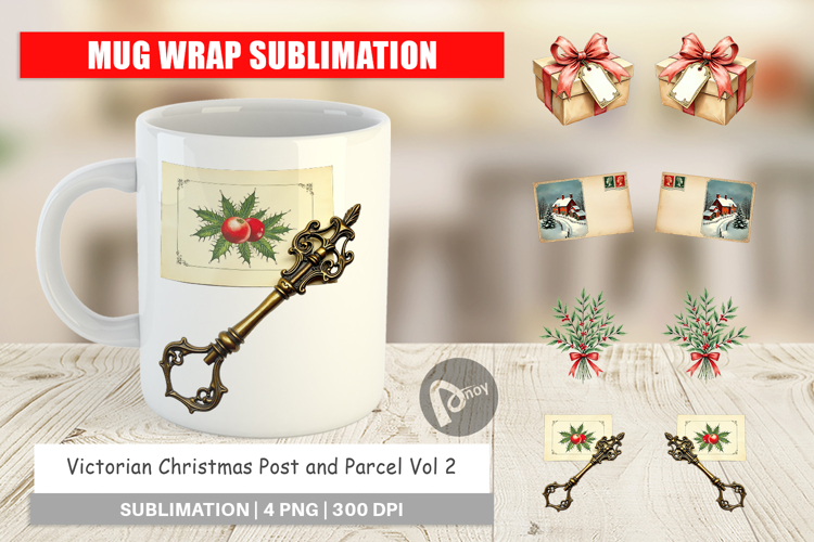 Victorian Christmas Post Mug Wrap