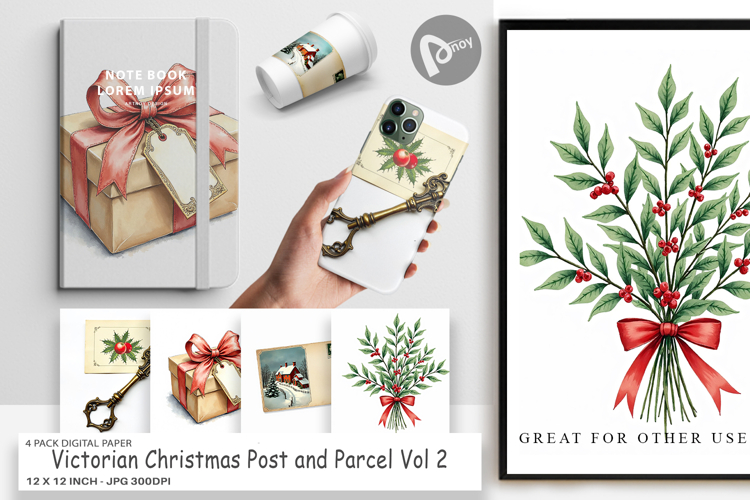 Victorian Christmas Post Digital Paper