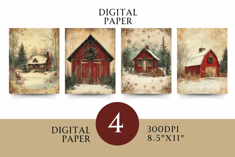 Victorian Digital Papers - Vintage Floral & Illustration