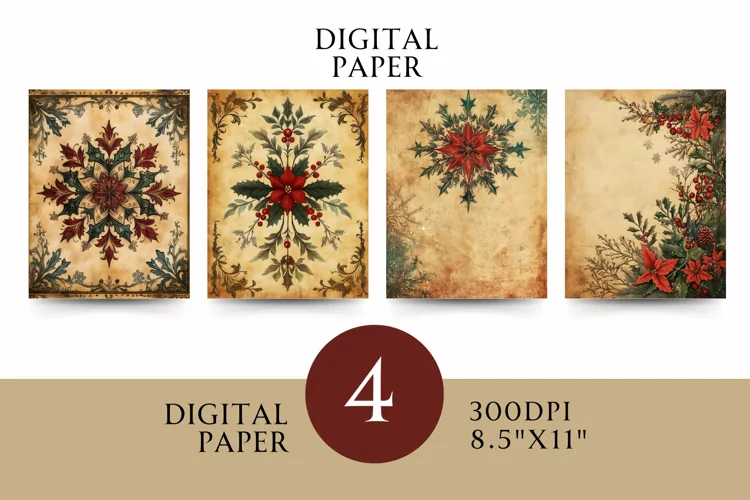 Victorian Digital Papers - Vintage Floral & Illustration