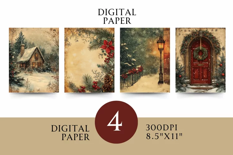 Victorian Digital Papers - Vintage Floral & Illustration