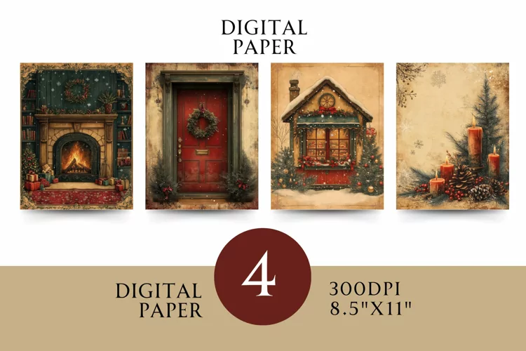 Victorian Digital Papers - Vintage Floral & Illustration