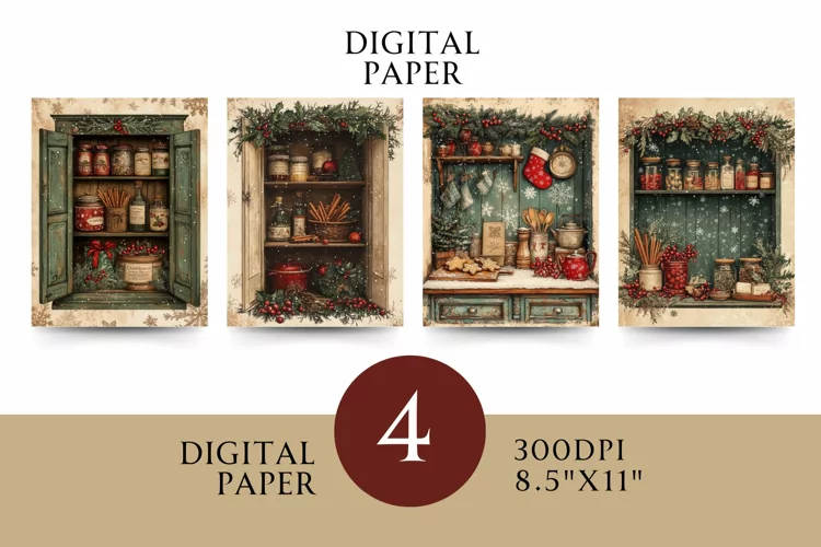 Victorian Digital Papers - Vintage Floral & Illustration