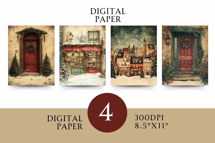 Victorian Digital Papers - Vintage Floral & Illustration