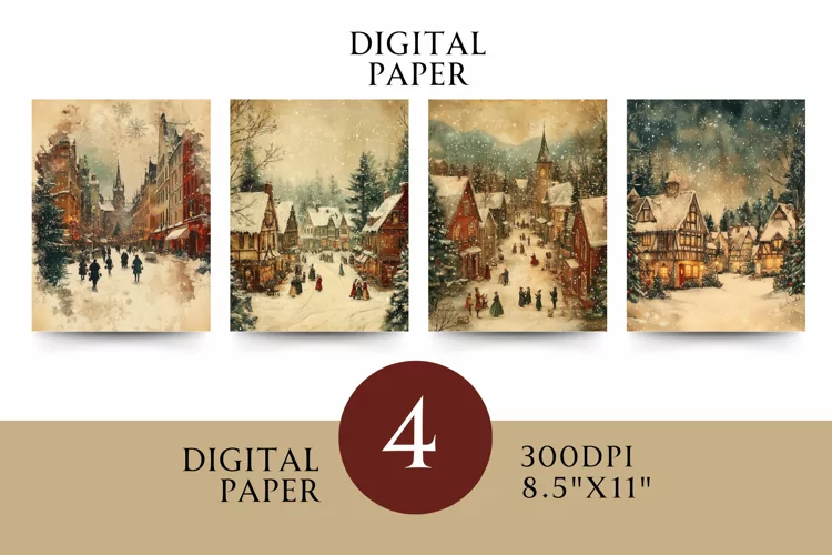 Victorian Digital Papers - Vintage Floral & Illustration