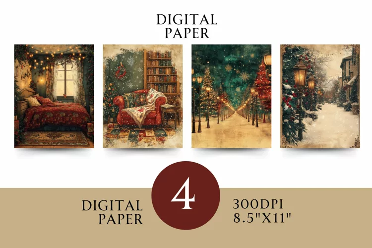 Victorian Digital Papers - Vintage Floral & Illustration