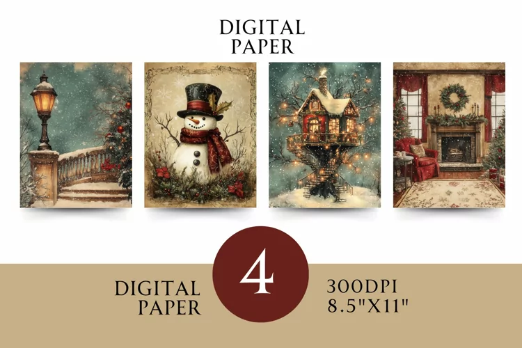 Victorian Digital Papers - Vintage Floral & Illustration