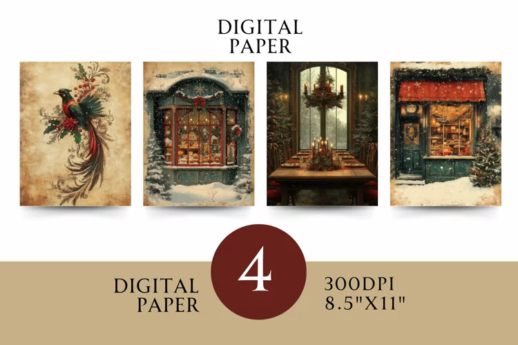 Victorian Digital Papers - Vintage Floral & Illustration
