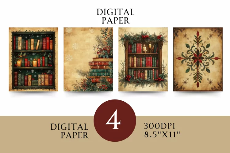 Victorian Digital Papers - Vintage Floral & Illustration