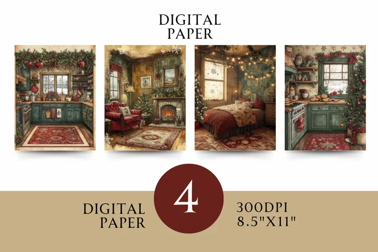 Victorian Digital Papers - Vintage Floral & Illustration