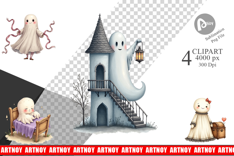 Victorian Dollhouse Ghosts Clipart