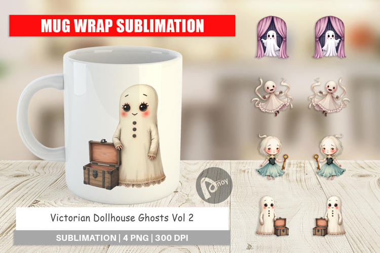 Mug Wrap Victorian Dollhouse Ghosts