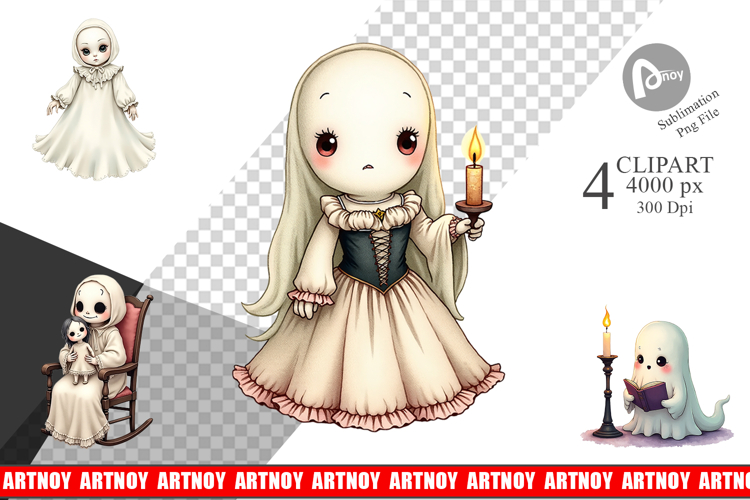 Victorian Dollhouse Ghosts Clipart