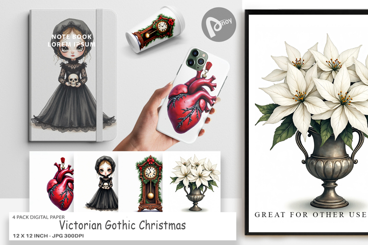 Victorian Gothic Christmas Digital Paper