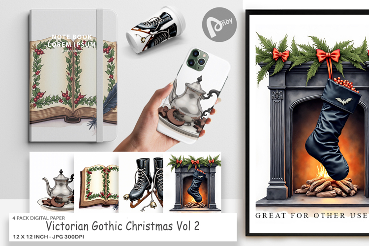 Victorian Gothic Christmas Digital Paper