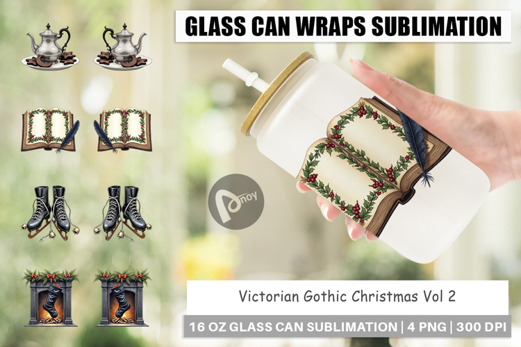 Victorian Gothic Christmas Glass Can