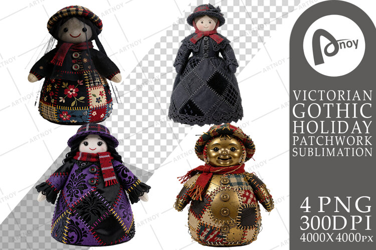 Gothic Patchwork Dolls Sublimation example image 1