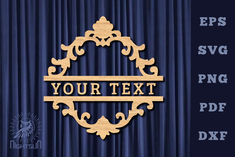 Victorian Lasercut Split Monogram SVG example image 1