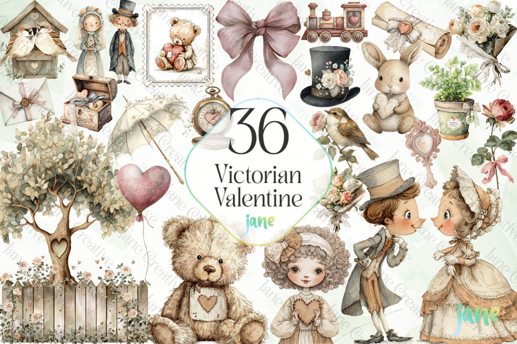 Victorian Valentine Bundle Clipart