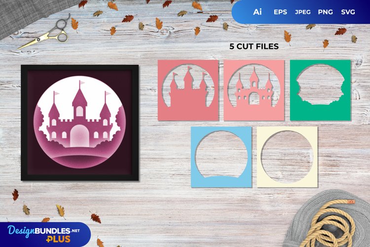 3D Lightbox Majestic Castle in Round Shape Layered Papercut
