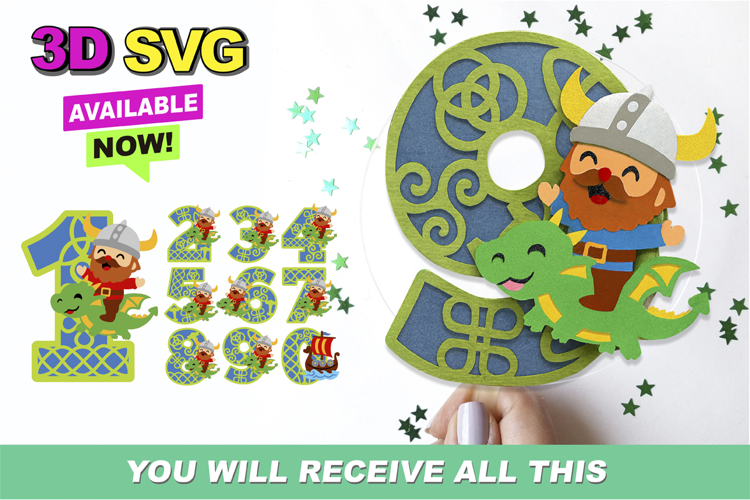 Viking Numbers 3D SVG