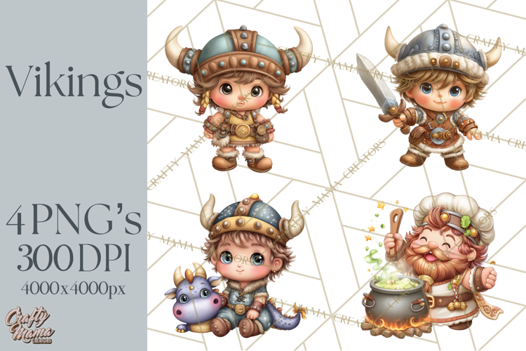 Whimsical Viking Village Clipart PNG, Nordic People Clip Art