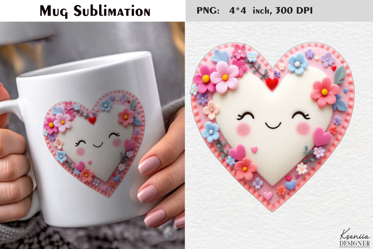 Felted Love Pink Heart|Cute Valentines Day Mug