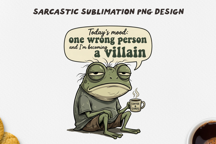 Grumpy Villain Frog PNG Sublimation Design